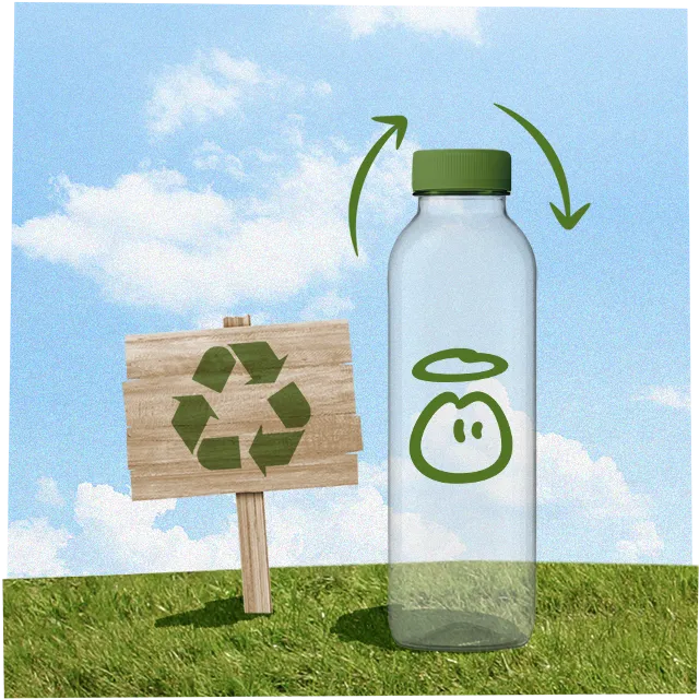 recycle logo and innocent bottle